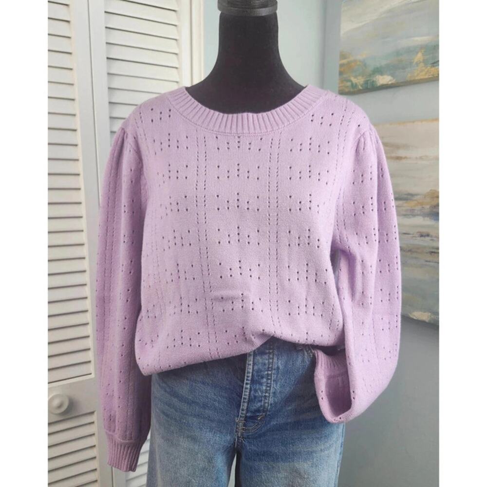 3/$20 Lavender Sweater XL Pullover Soft Knit Cozy Pastel Spring - Picture 1 of 8